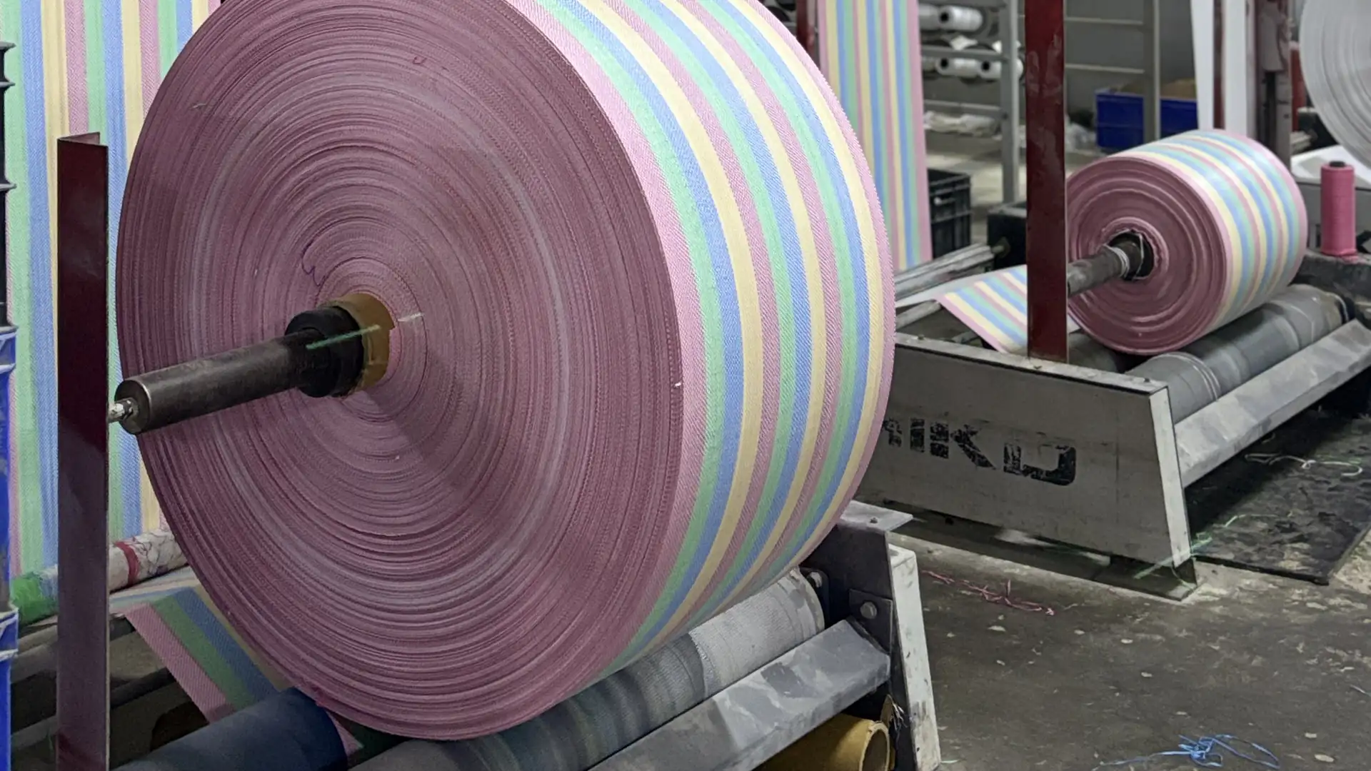 Production — A pastel-stripe order mid-run