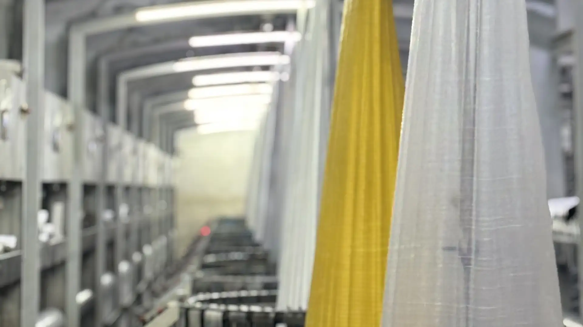 Weaving hall — Circular looms running in parallel